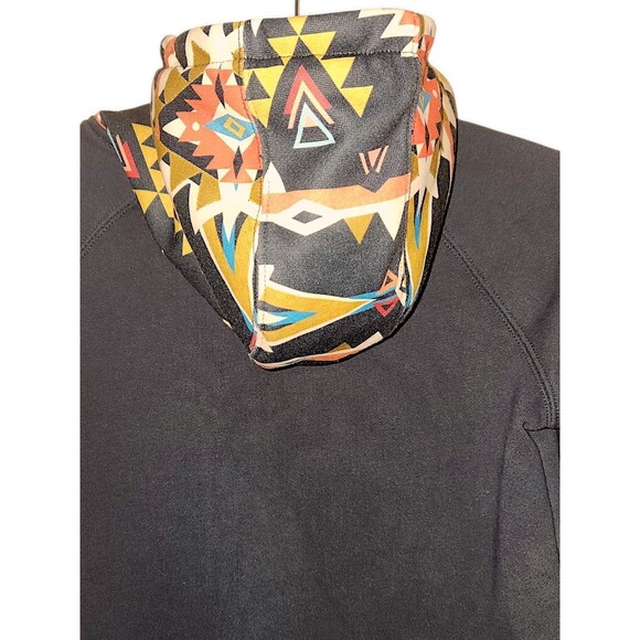 Hooey Sweatshirt Youth M Black Aztec Design Hoodie W/ Logo Sleeve & Pouch - Picture 5 of 6